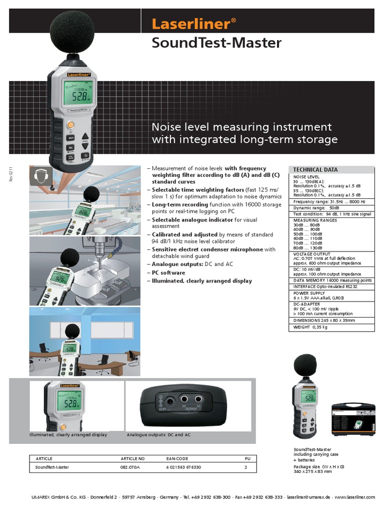 Soundtest-Master: Noise Level Measuring Instrument With Integrated Long ...