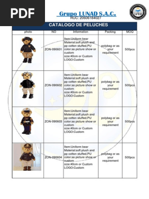 catalogo de peluches
