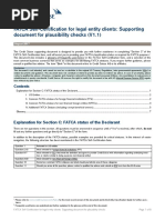 FATCA Self-Certification For Legal Entity Clients: Supporting Document For Plausibility Checks (V1.1)