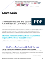 Chemical Reactions Equations Chapter-Wise Important Questions Class 10 Science - LearnCBSE - in PDF