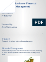 Introduction To Financial Management: Bs Commerce 5 Semester
