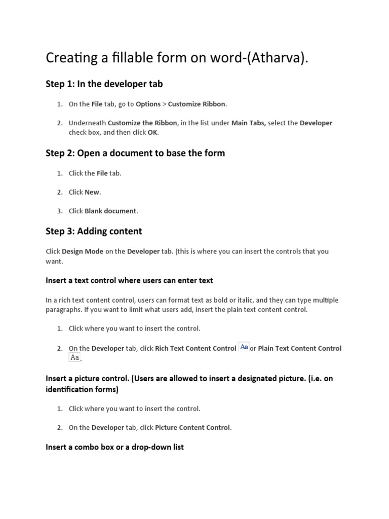 creating a pdf fillable form from word