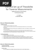 DEMO - Use and Set-Up of Theodolite For Traverse Measurements