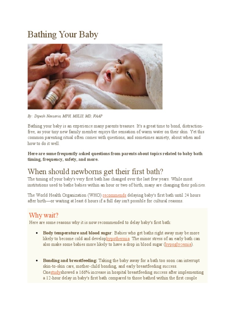 Bathing Your Baby When Should Newborns Get Their First Bath? PDF