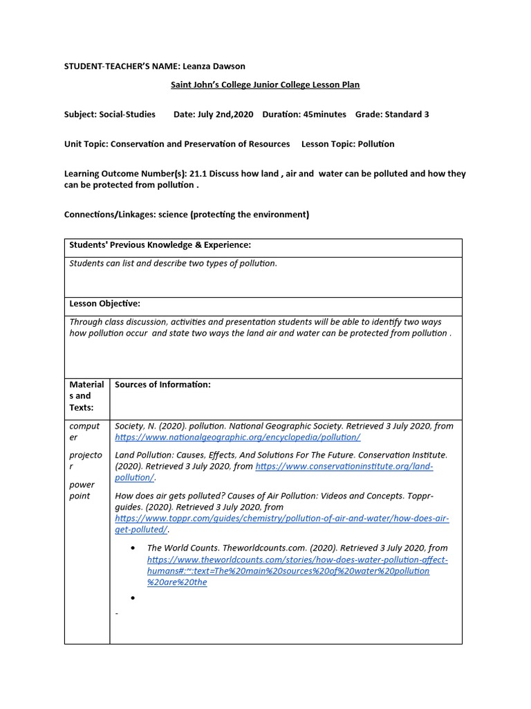 Pollution Lesson Plan Copy 1 | PDF | Waste | Pollution