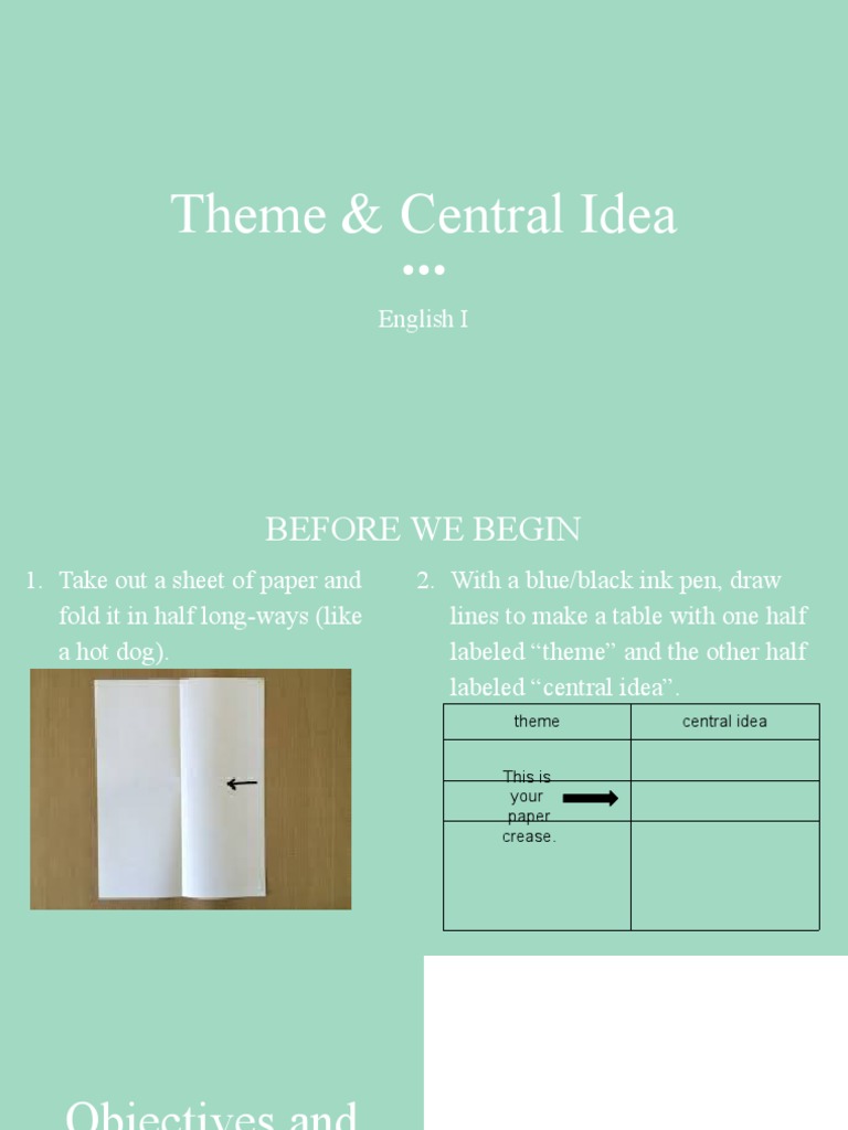 Understanding Theme vs. Central Idea | PDF