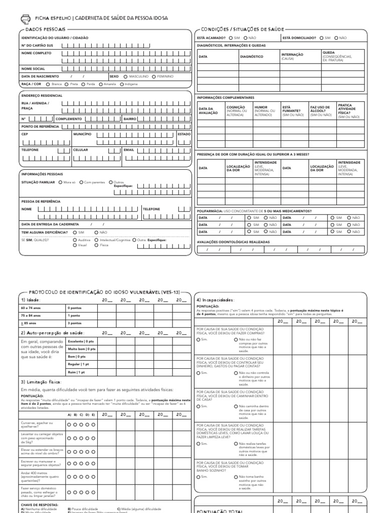 Ficha Espelho Da Caderneta Pdf Bem Estar Médico