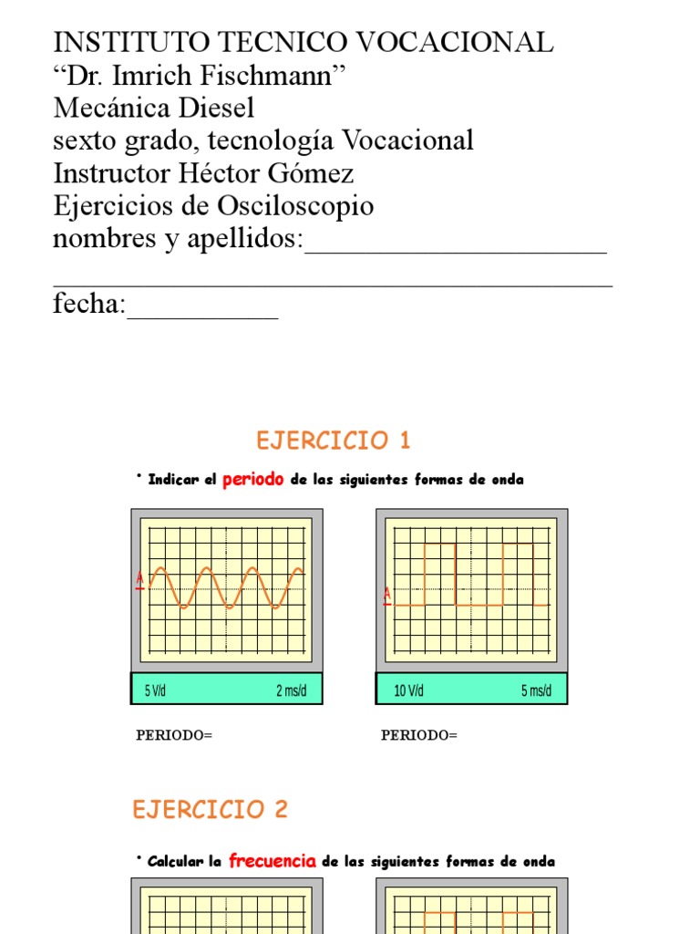 Ejercicios Prácticos de Osciloscopio | PDF | Frecuencia | Física