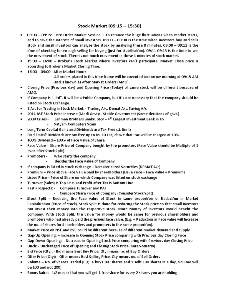 Stock Market | PDF | Overdraft | Stocks