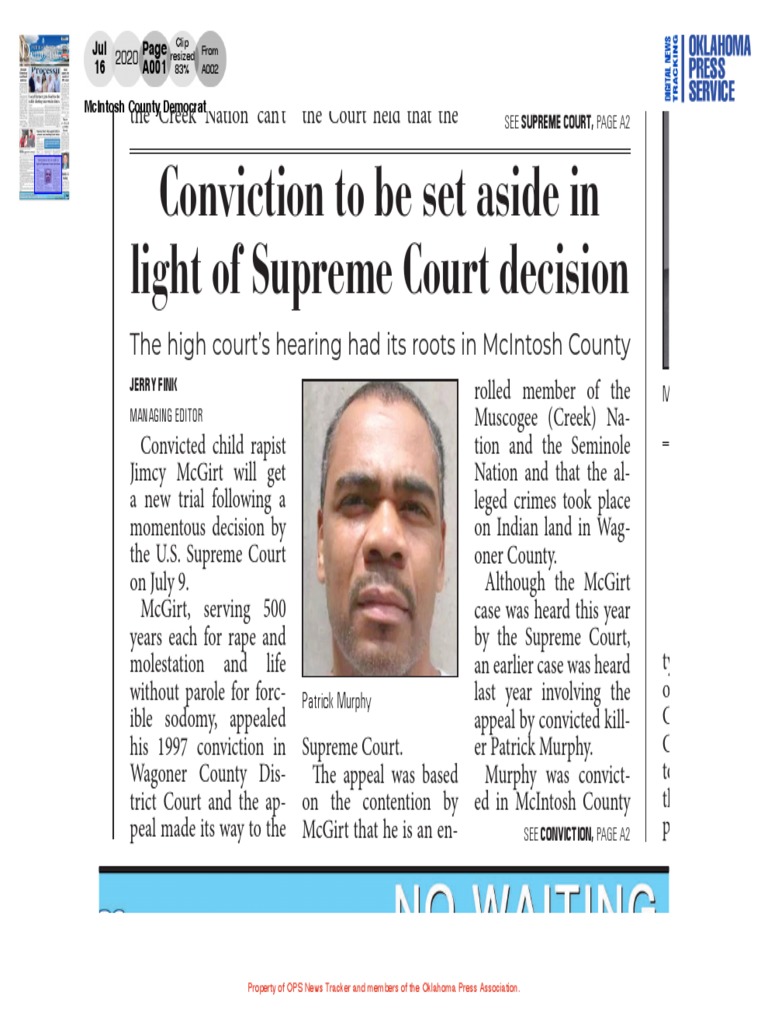 McIntosh County Democrat 71620 PDF Muscogee Indian Reservation