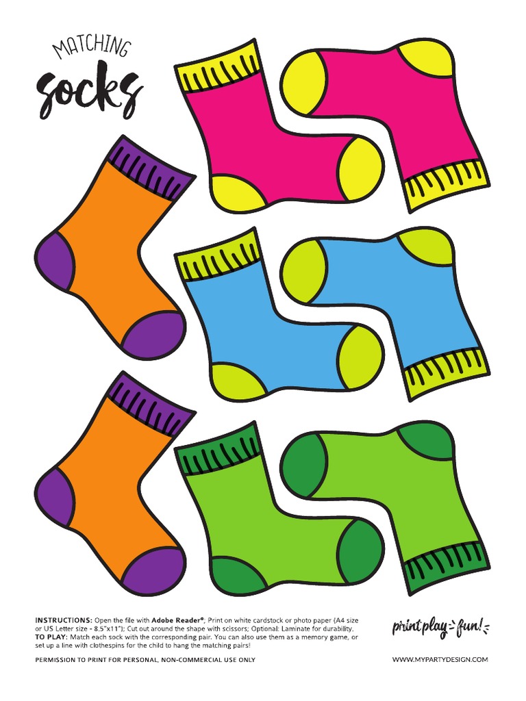 Printplayfun FreeMatching Socks Game PDF PDF