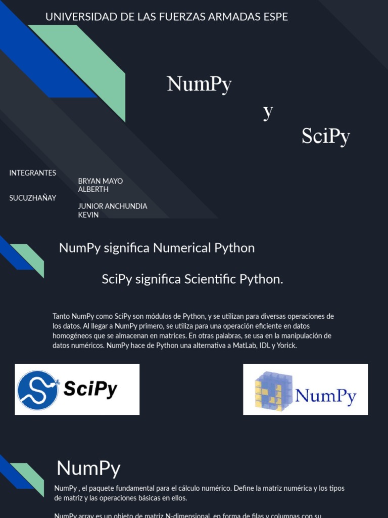 Numpy y Spicy | PDF | Matriz (Matemáticas) | Python (lenguaje de ...