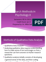 Research Methods in Psychology-II: Semesters: BS 6 /M.SC 2 Credit Hours: 3 (2-1) Prepared By: Dr. Riffat Sadiq
