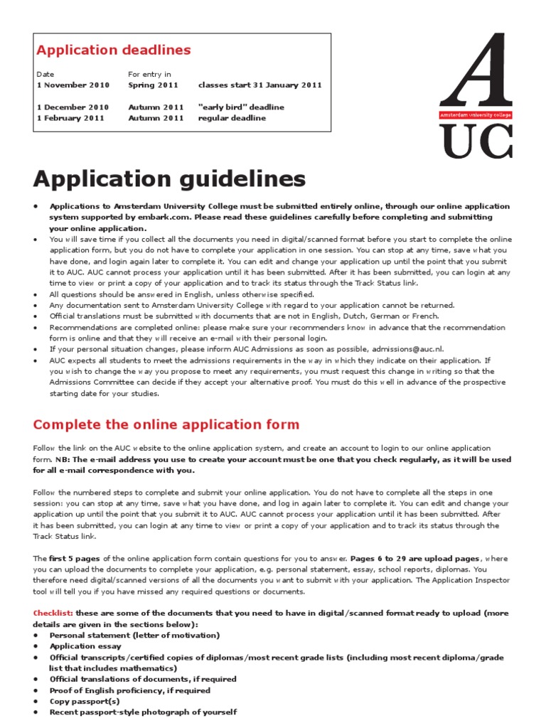 Amsterdam University College Application Guide | PDF | Identity ...