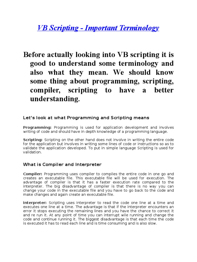 Understanding VB Scripting Basics | PDF