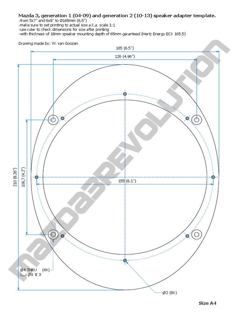 Speaker Template 5x7 - 6x8 To Ø165mm - 6.5' - Mazda 3 | PDF
