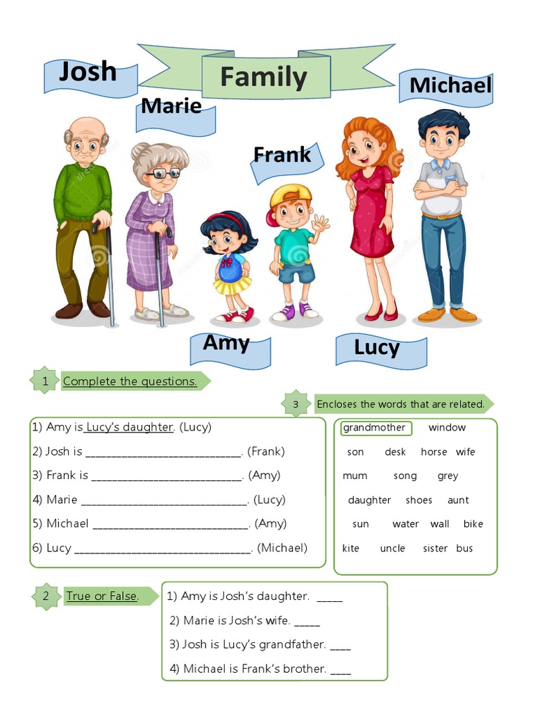 Family Relationships and Possessives Worksheet | PDF
