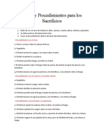 Leyes y Procedimientos para Los Sacrificios