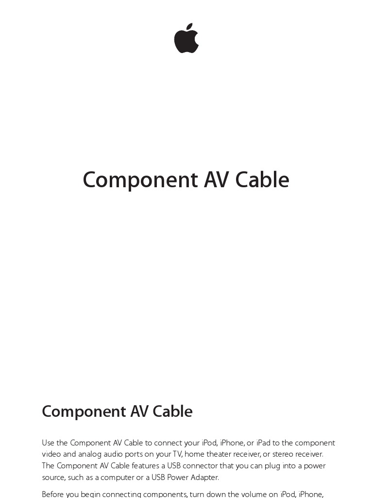 Apple Component AV Cable PDF Electronics Media Technology