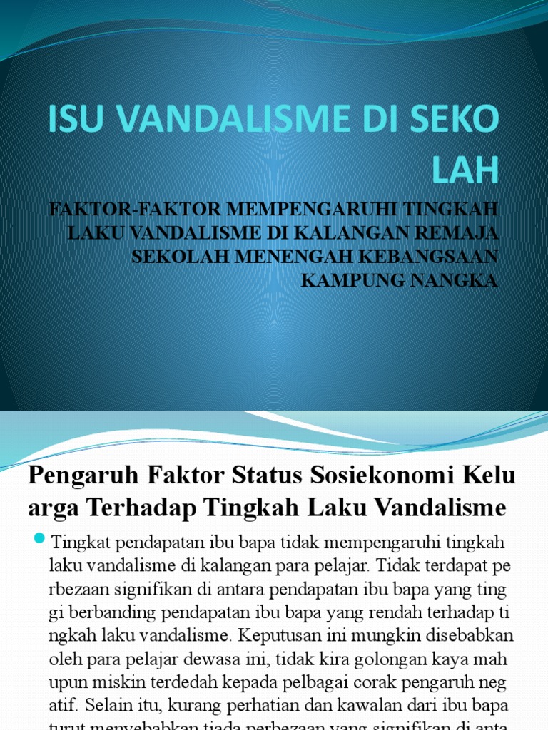 Isu Vandalisme Di Sekolah Pdf