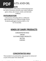 Dairy Products: Dairy, Fats and Oil