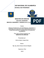 Tesis Posgrado Productividad de Los Materiales Concreto y Mortero en Vivienda en Cajamarca AM PDF