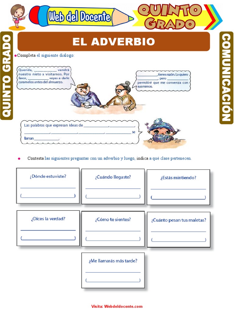 Ejercicios de adverbios para primaria | PDF | Adverbio | Sintaxis