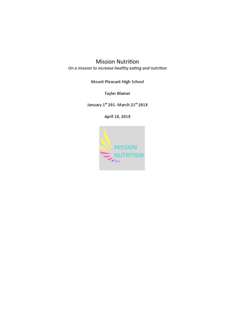 Mission Nutrition Final | PDF | Healthy Diet | Obesity