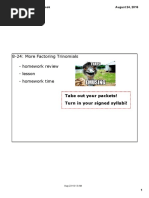 8 24: More Factoring Trinomials Homework Review Lesson Homework Time