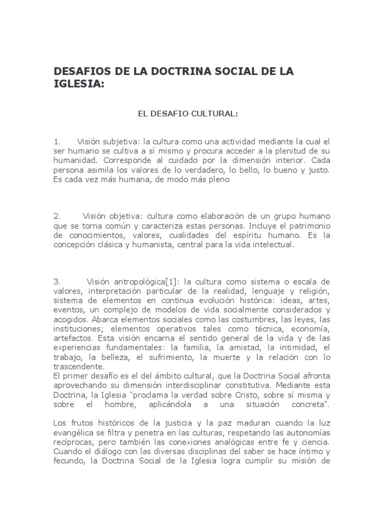 Desafíos de la Doctrina Social de la Iglesia | PDF | Doctrina social ...