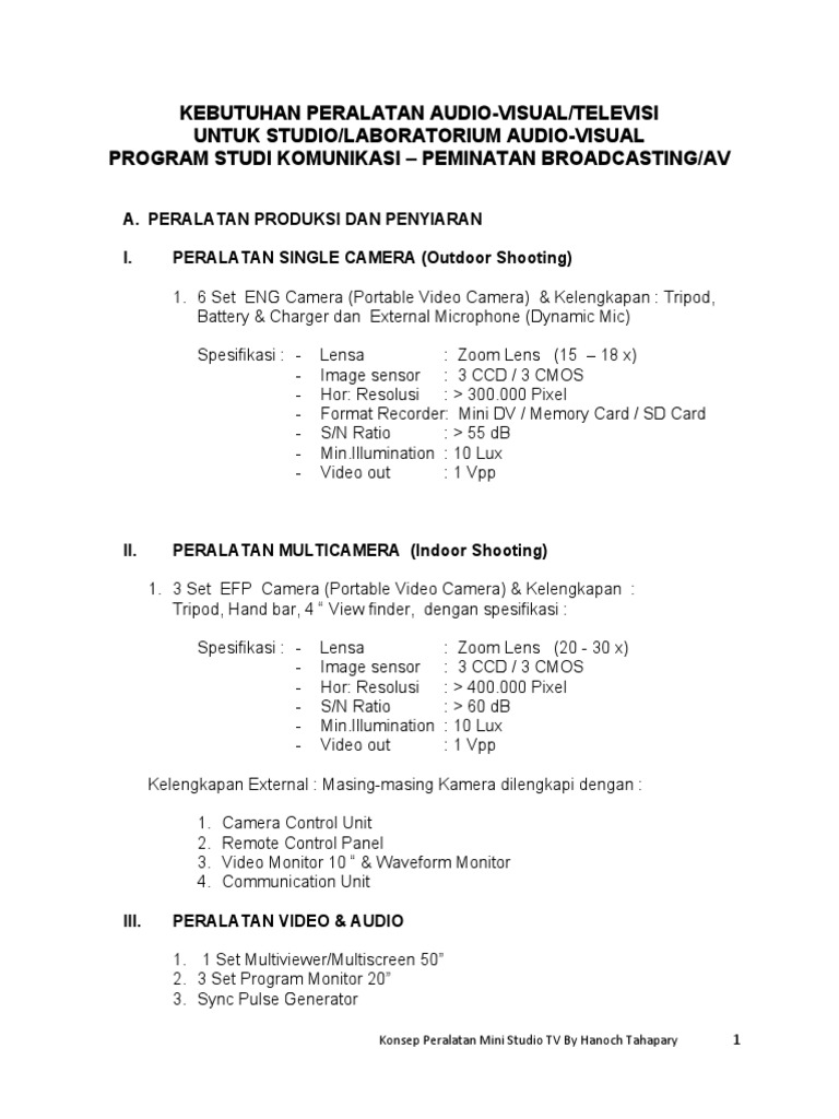Peralatan Audio-Visual untuk Studio TV | PDF | Camera | Recording