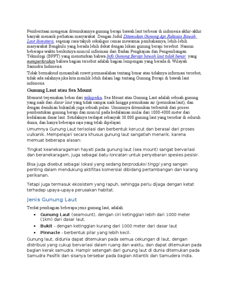 Gunung Berapi Bawah Laut Terbesar Di Indonesia