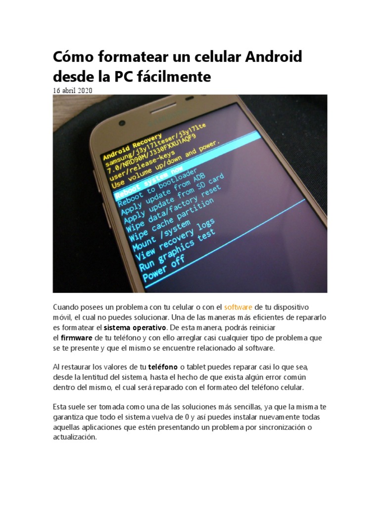 Formatear celular Android desde PC | PDF | Android (sistema operativo ...
