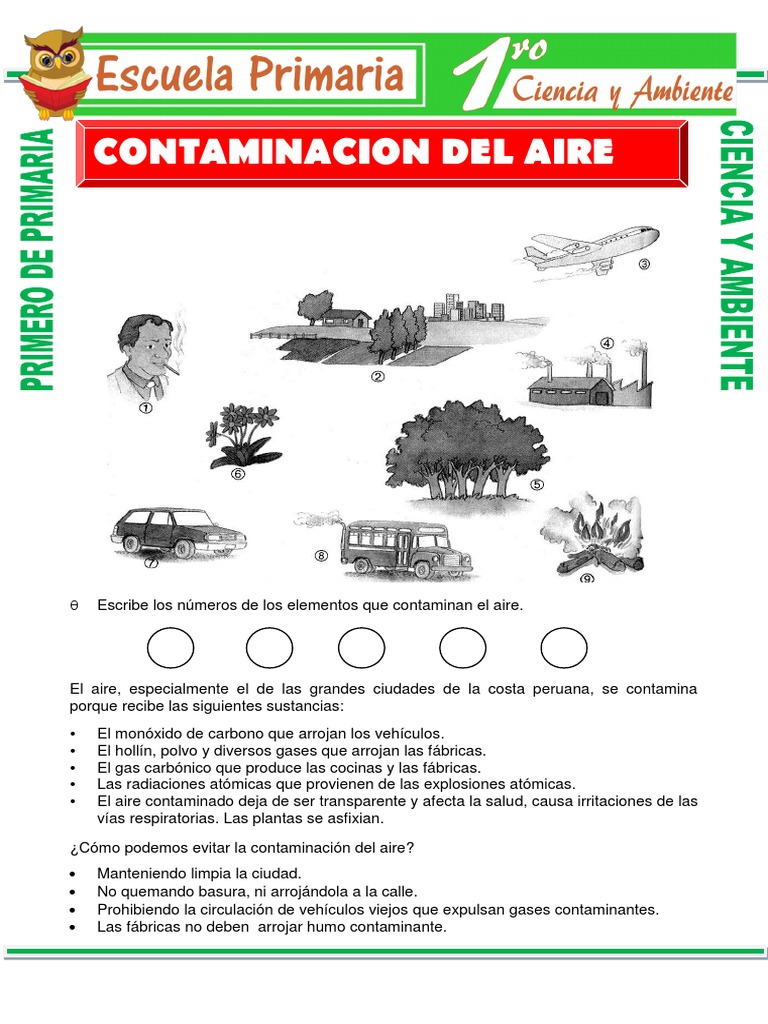 Contaminacion Del Aire para Primero de Primaria | PDF | Contaminación ...