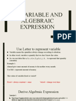5.1 Variable and Algebraic Expression