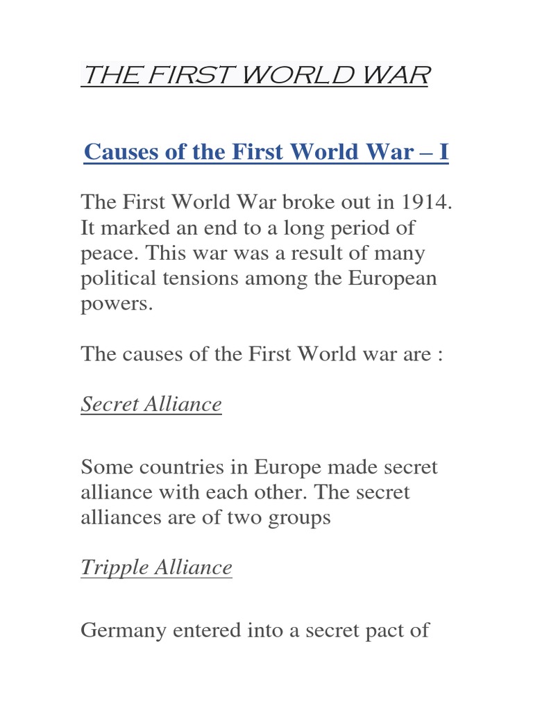 Causes of the First World War Explained | PDF | Allies Of World War I ...