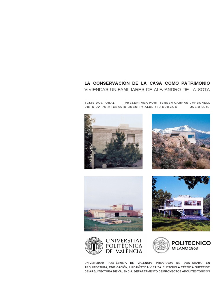 CARRAU - LA CONSERVACIÓN DE LA CASA COMO PATRIMONIO. VIVIENDAS  UNIFAMILIARES DE ALEJANDRO DE LA S, PDF