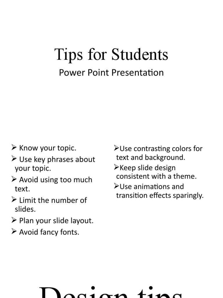 Tips For Students: Power Point Presentation | PDF | Graphics | Typefaces