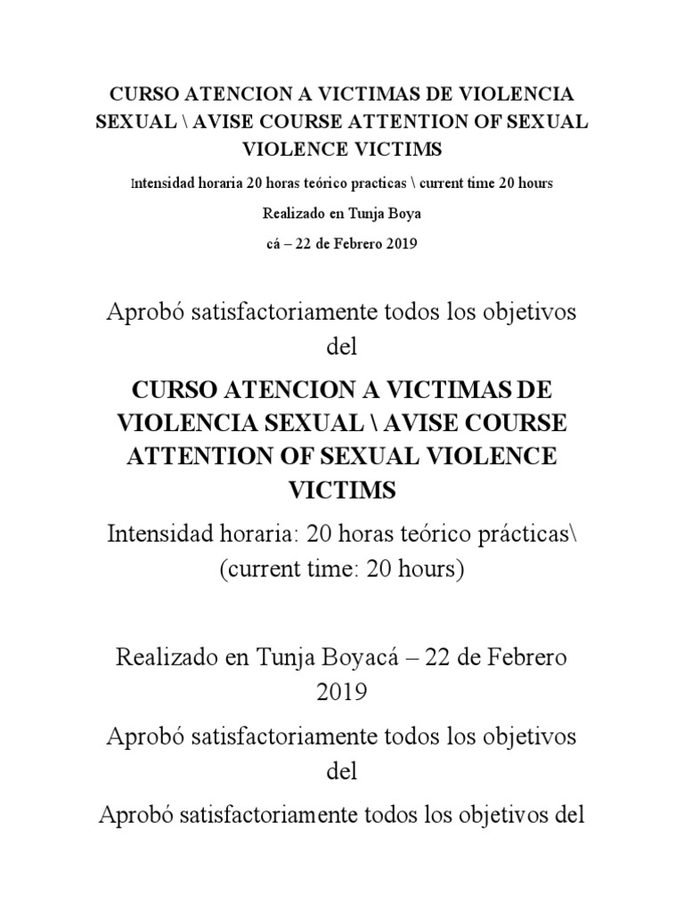 Curso Atencion A Victimas de Violencia Sexual | PDF