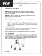 Unit - I Introduction To HTML: Web Site