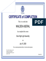 Solar Night Light Assembly - 1 - Certificate of Completion