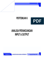 Analisa Perancangan Input & Output: Pertemuan 6