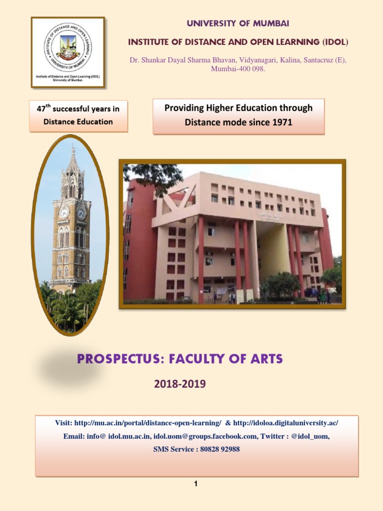 MU IDOL Distance Education Prospectus 2018-19 | PDF | Bachelor Of Arts ...