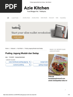 Puding Jagung Mudah Dan Sedap Azie Kitchen Pdf