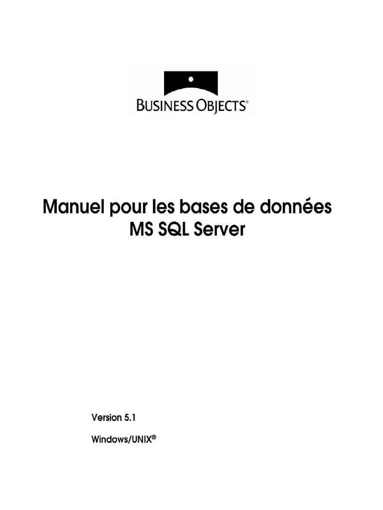 Manuel Pour Les Bases de Donn - Es MS SQL Server | PDF | Bases de ...
