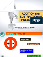 ADDITION and Subtraction OF POLYNOMIALS