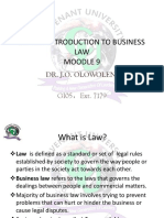 Introduction To Business LAW Moodle 9: Dr. J.O. Olowoleni