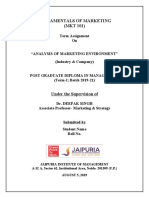 Fundamentals of Marketing (MKT 101) : Term Assignment On "Analysis of Marketing Environment" (Industry & Company)