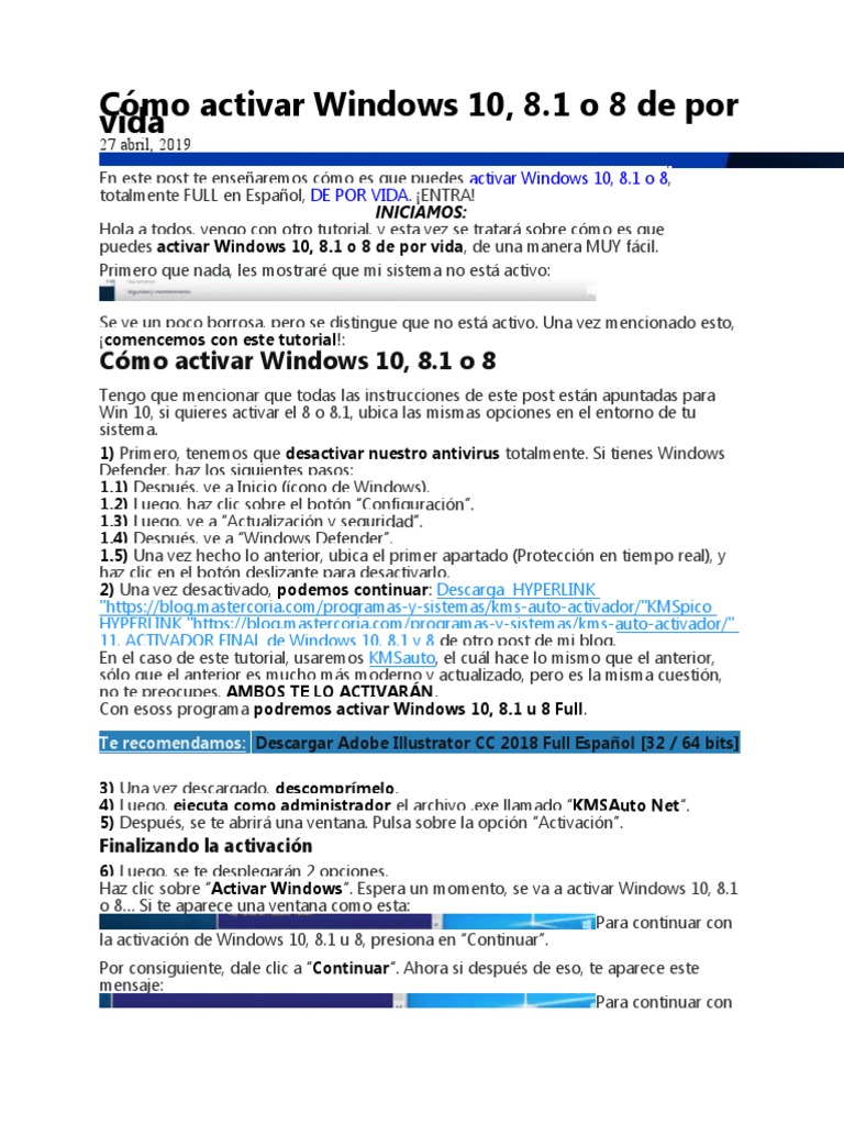 Cómo Activar Windows 10 | PDF | Windows 10 | Microsoft Windows
