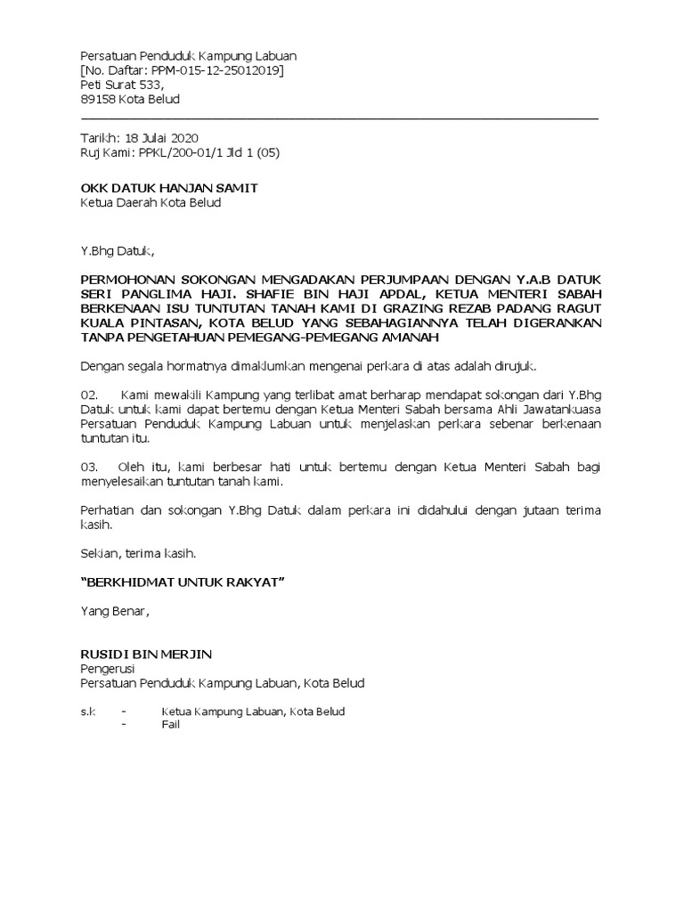 Surat Sokongan YB Datuk Hanjan  PDF